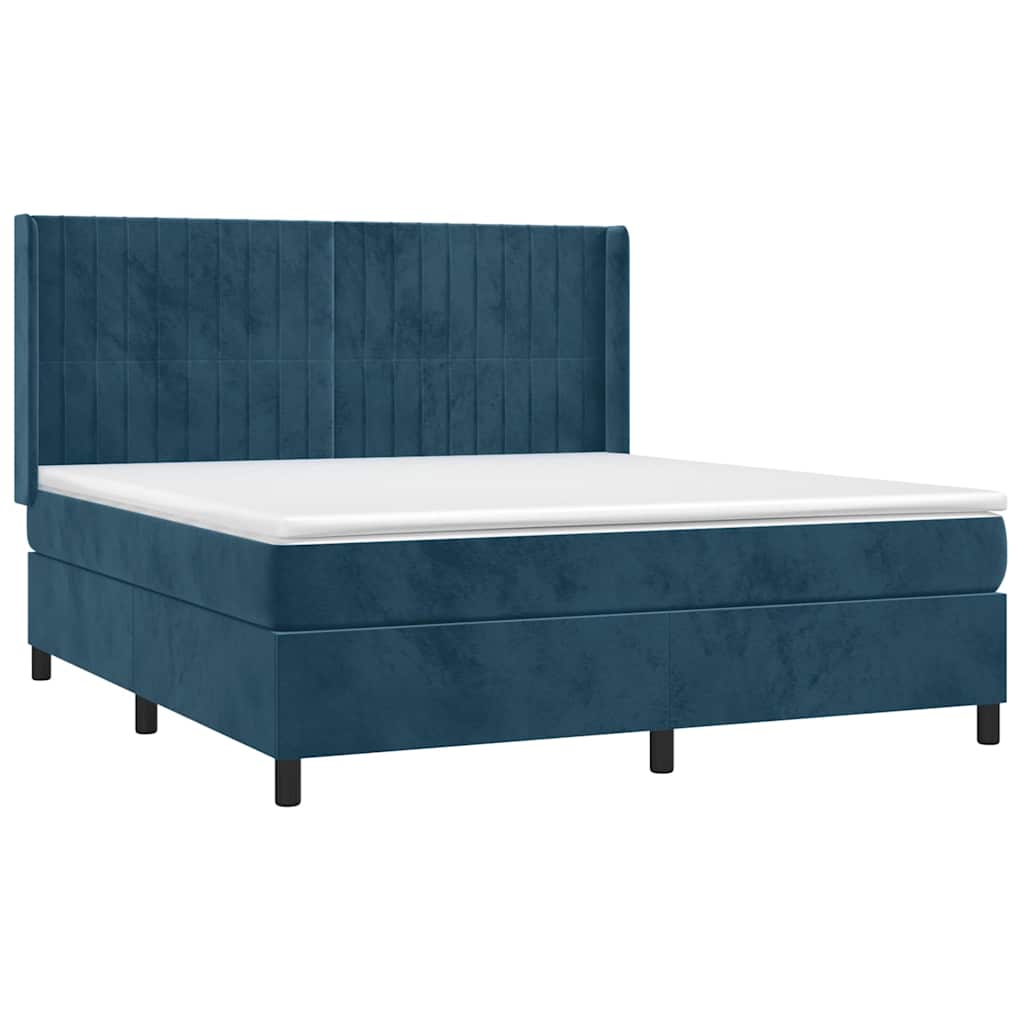 Boxspring met matras fluweel donkerblauw 160x200 cm
