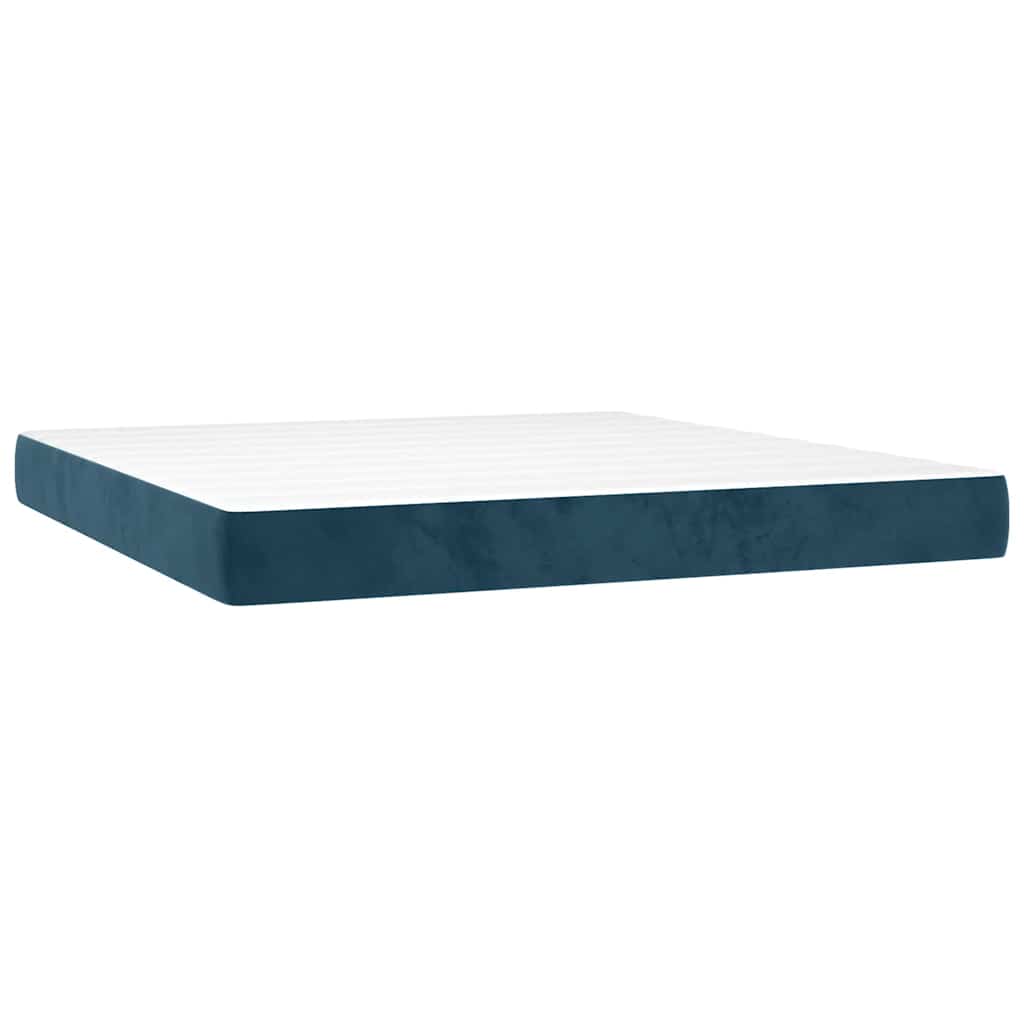 Boxspring met matras fluweel donkerblauw 160x200 cm