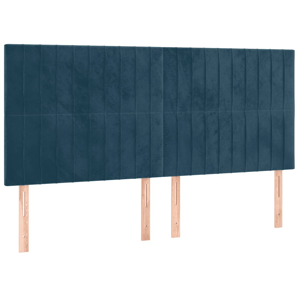 Boxspring met matras fluweel donkerblauw 160x200 cm