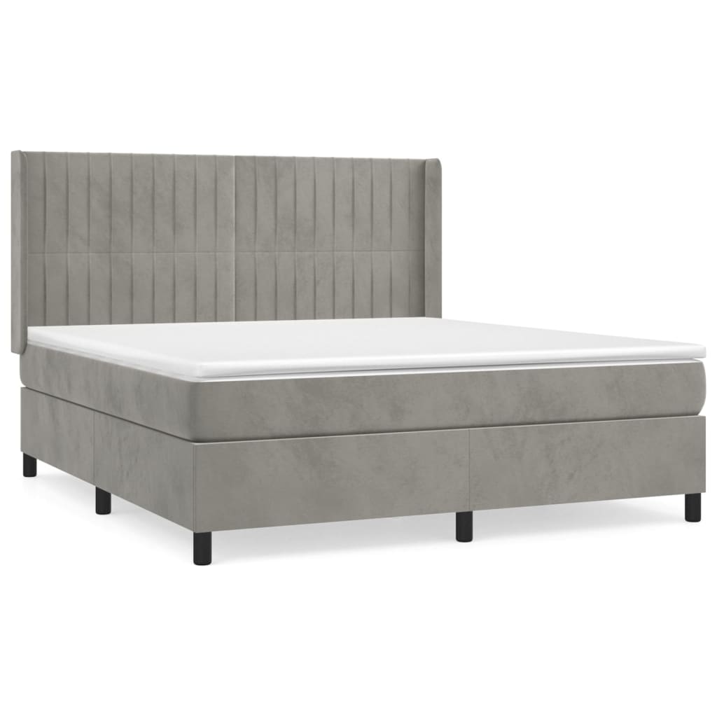 Boxspring met matras fluweel lichtgrijs 180x200 cm is nu te koop bij PeponiXL, paradijselijk wonen!