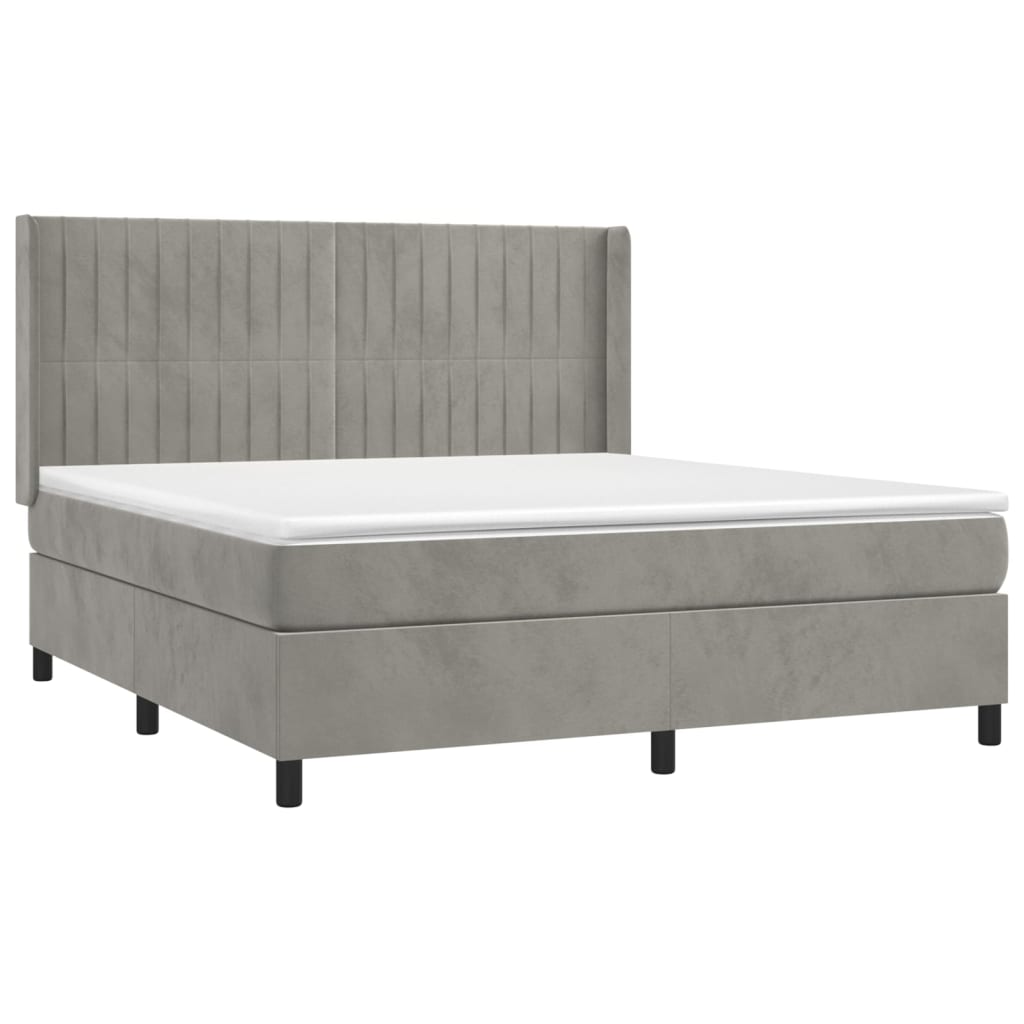 Boxspring met matras fluweel lichtgrijs 180x200 cm is nu te koop bij PeponiXL, paradijselijk wonen!