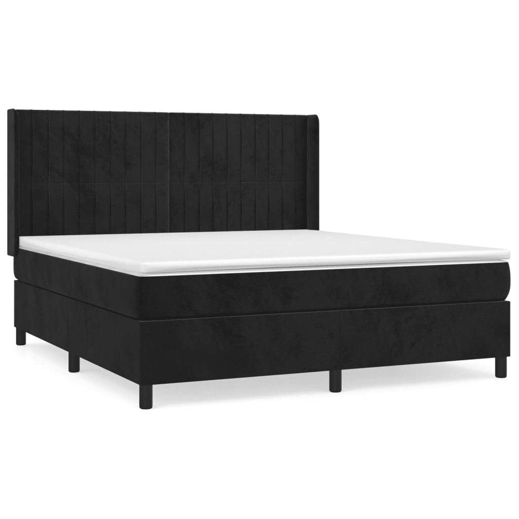 Boxspring met matras fluweel zwart 180x200 cm