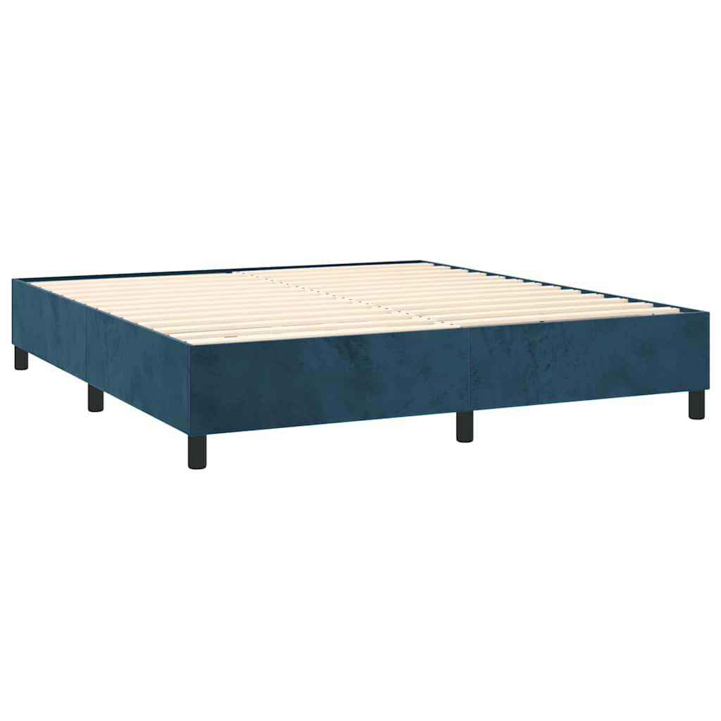 Boxspring met matras fluweel donkerblauw 180x200 cm