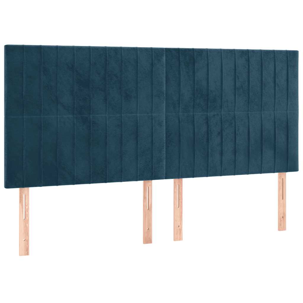 Boxspring met matras fluweel donkerblauw 180x200 cm