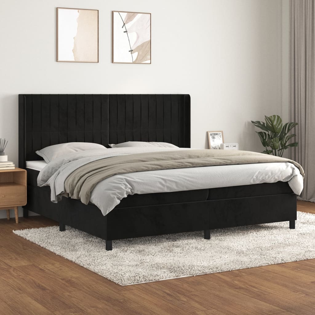 Boxspring met matras fluweel zwart 200x200 cm