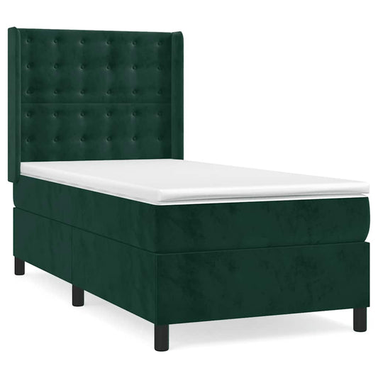 Boxspring met matras fluweel donkergroen 90x190 cm is nu te koop bij PeponiXL, paradijselijk wonen!