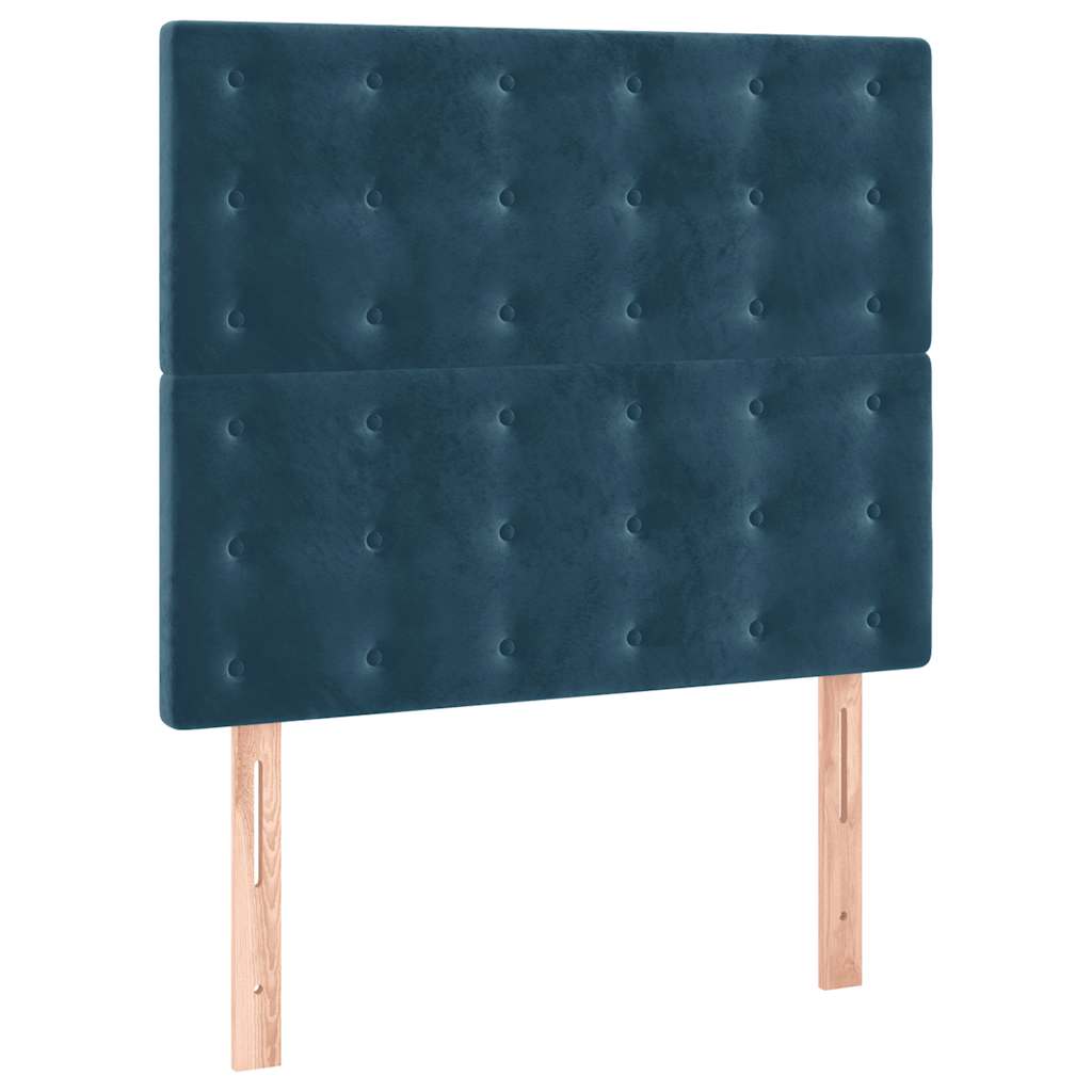 Boxspring met matras fluweel donkerblauw 90x200 cm