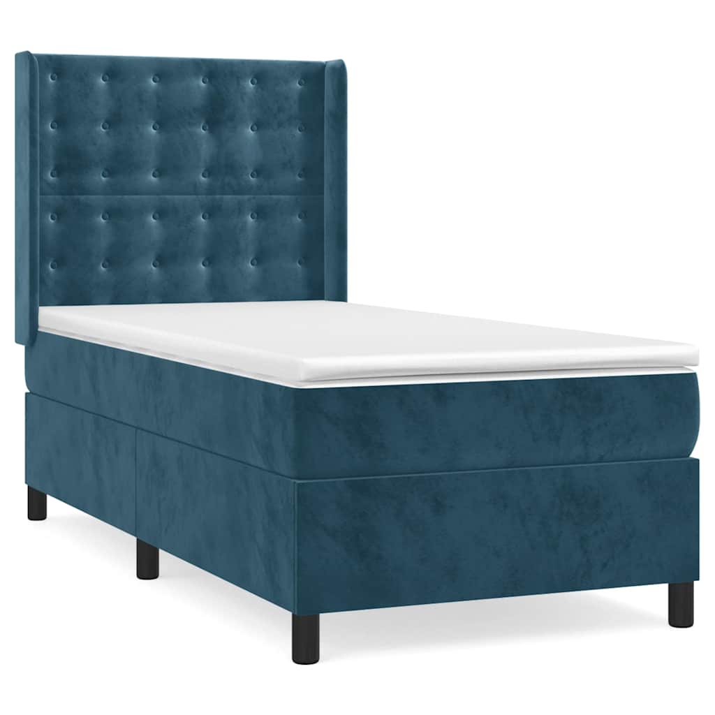 Boxspring met matras fluweel donkerblauw 100x200 cm
