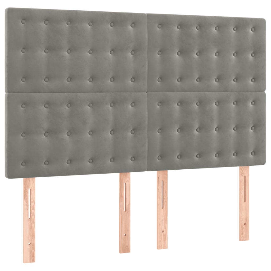 Boxspring met matras fluweel lichtgrijs 140x200 cm is nu te koop bij PeponiXL, paradijselijk wonen!