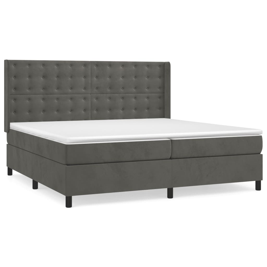 Boxspring met matras fluweel donkergrijs 200x200 cm is nu te koop bij PeponiXL, paradijselijk wonen!