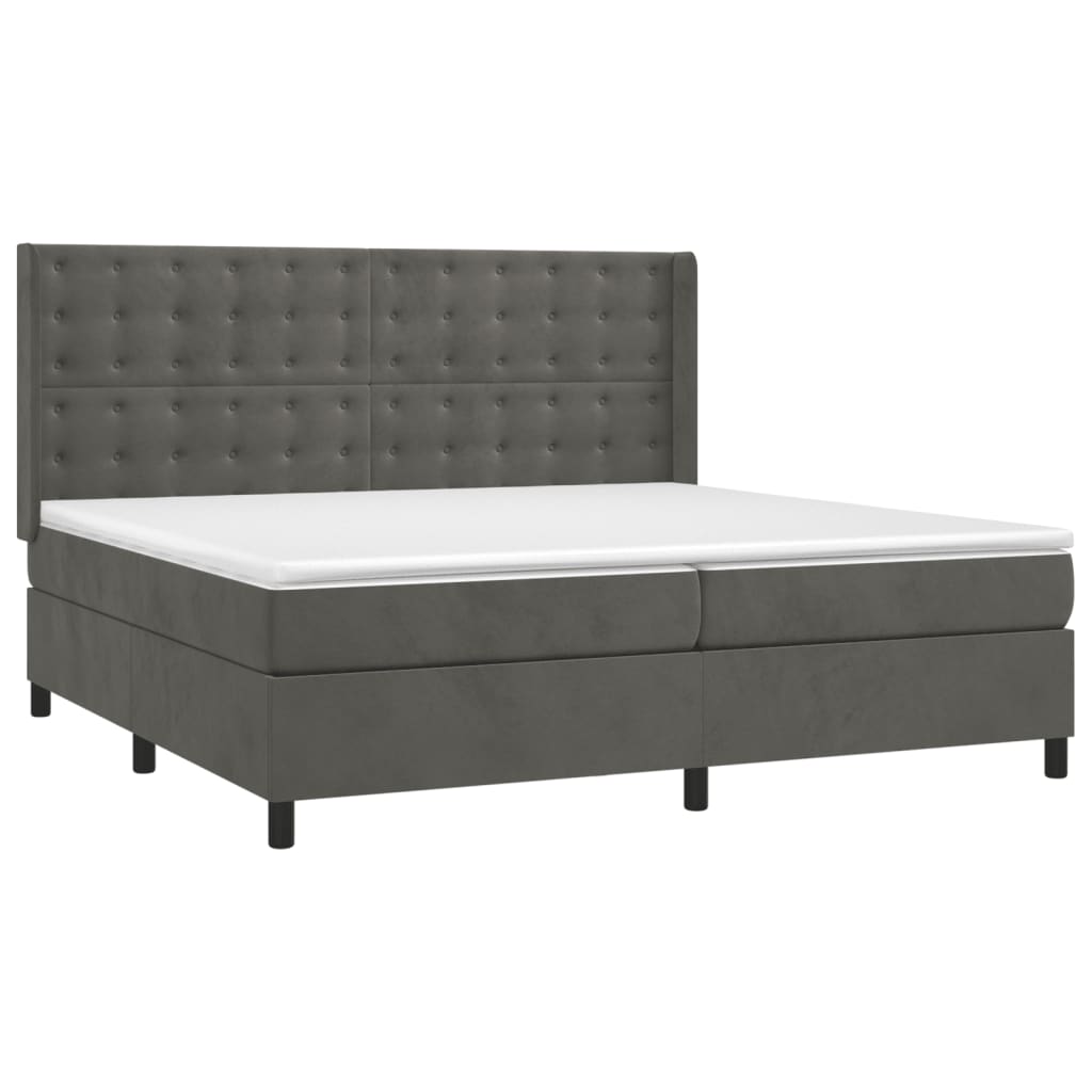 Boxspring met matras fluweel donkergrijs 200x200 cm is nu te koop bij PeponiXL, paradijselijk wonen!