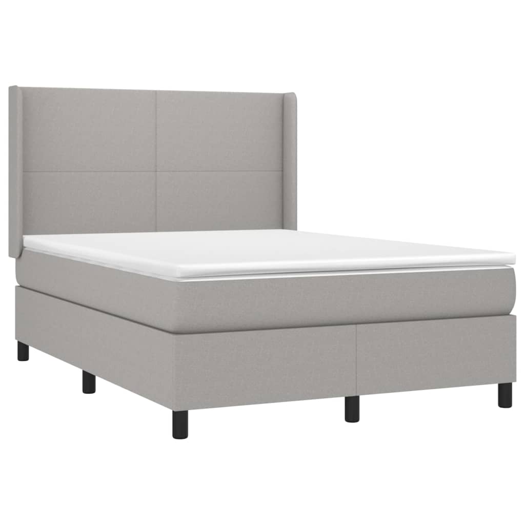 Boxspring met matras en LED stof lichtgrijs 140x190 cm is nu te koop bij PeponiXL, paradijselijk wonen!