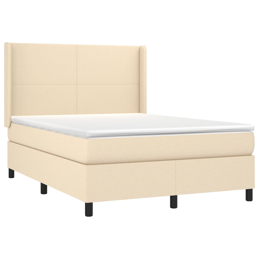 Boxspring met matras en LED stof crèmekleurig 140x200 cm is nu te koop bij PeponiXL, paradijselijk wonen!