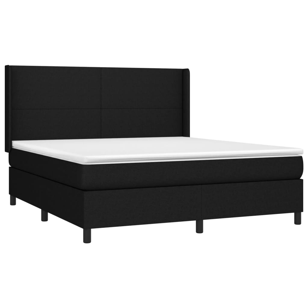 Boxspring met matras en LED stof zwart 160x200 cm is nu te koop bij PeponiXL, paradijselijk wonen!