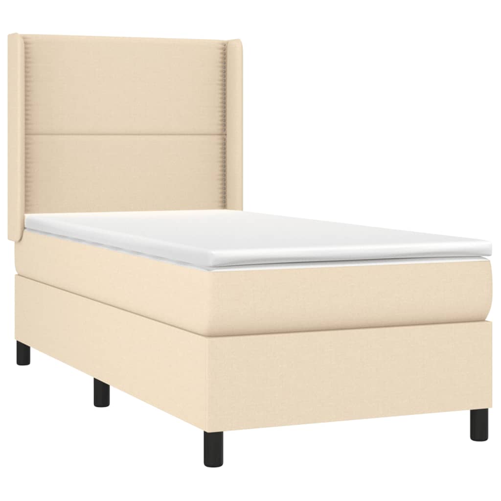 Boxspring met matras en LED stof crèmekleurig 90x190 cm is nu te koop bij PeponiXL, paradijselijk wonen!