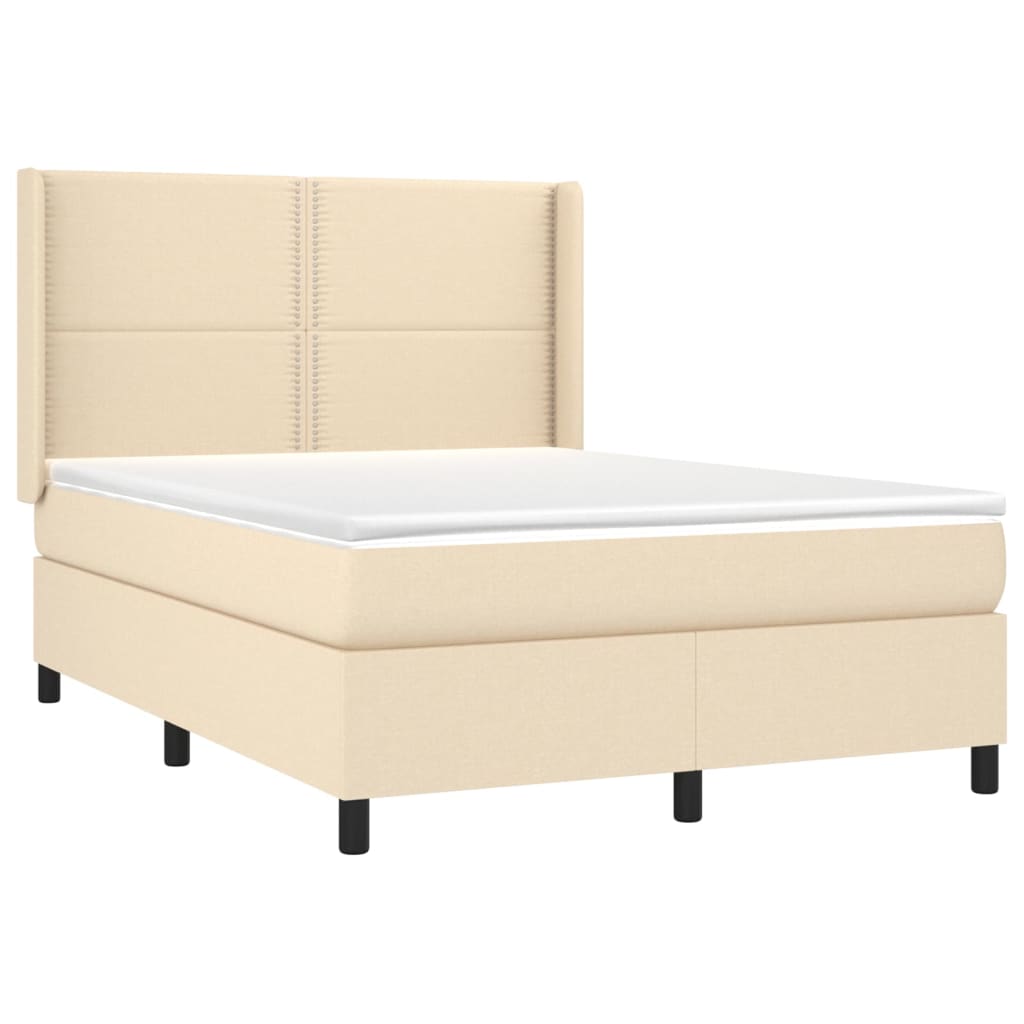 Boxspring met matras en LED stof crèmekleurig 140x200 cm is nu te koop bij PeponiXL, paradijselijk wonen!