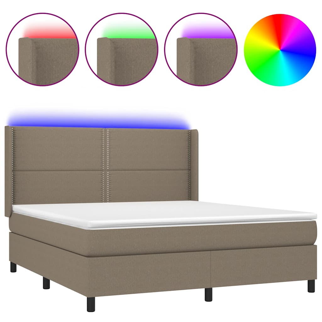 Boxspring met matras en LED stof taupe 180x200 cm is nu te koop bij PeponiXL, paradijselijk wonen!