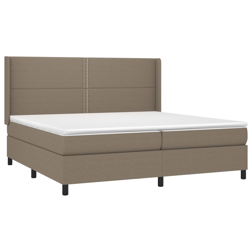 Boxspring met matras en LED stof taupe 200x200 cm is nu te koop bij PeponiXL, paradijselijk wonen!