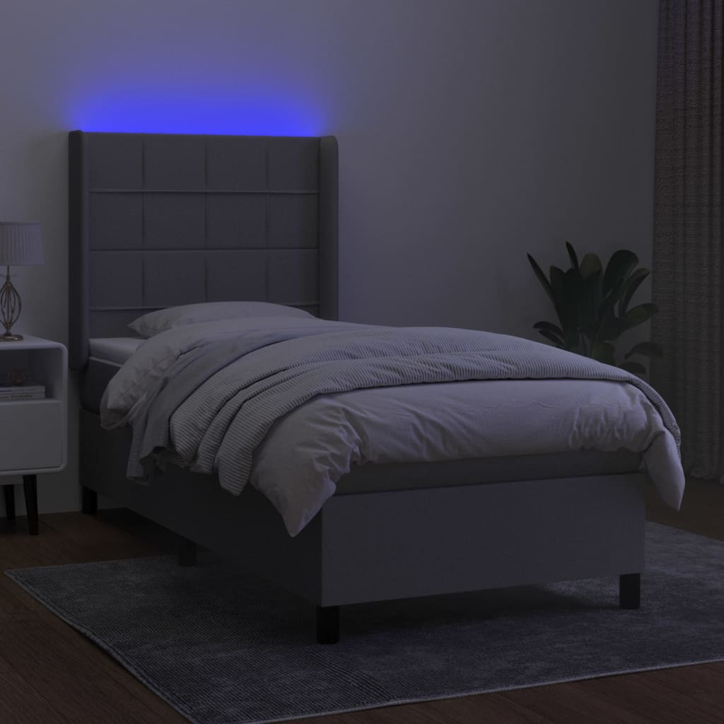 Boxspring met matras en LED stof lichtgrijs 80x200 cm is nu te koop bij PeponiXL, paradijselijk wonen!