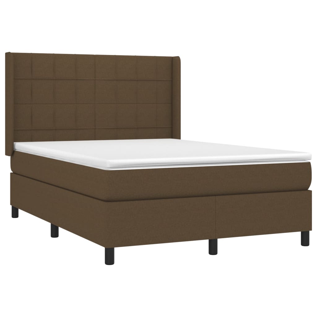 Boxspring met matras en LED stof donkerbruin 140x200 cm is nu te koop bij PeponiXL, paradijselijk wonen!