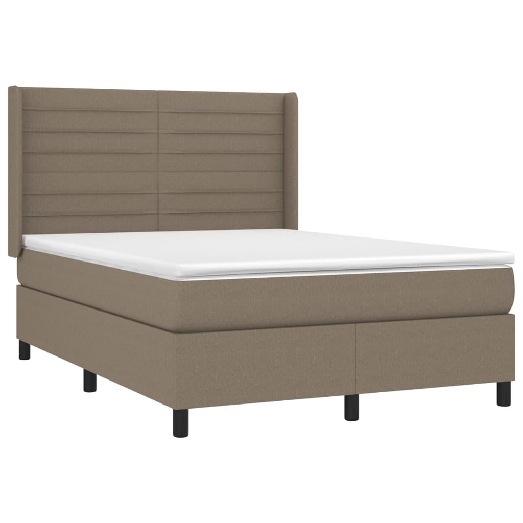 Boxspring met matras en LED stof taupe 140x200 cm is nu te koop bij PeponiXL, paradijselijk wonen!