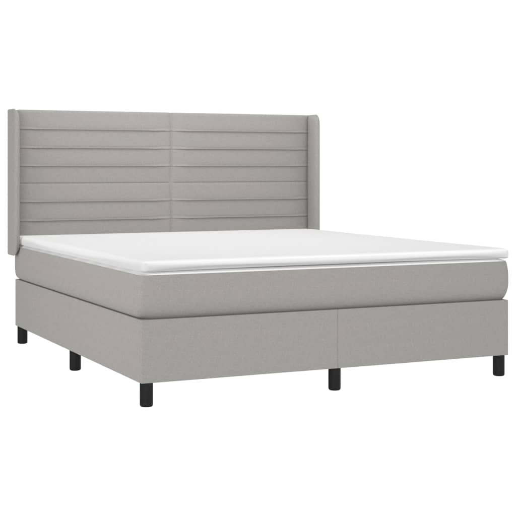 Boxspring met matras en LED stof lichtgrijs 160x200 cm is nu te koop bij PeponiXL, paradijselijk wonen!