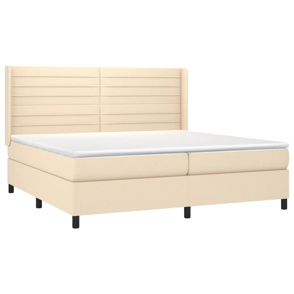 Boxspring met matras en LED stof crèmekleurig 200x200 cm is nu te koop bij PeponiXL, paradijselijk wonen!