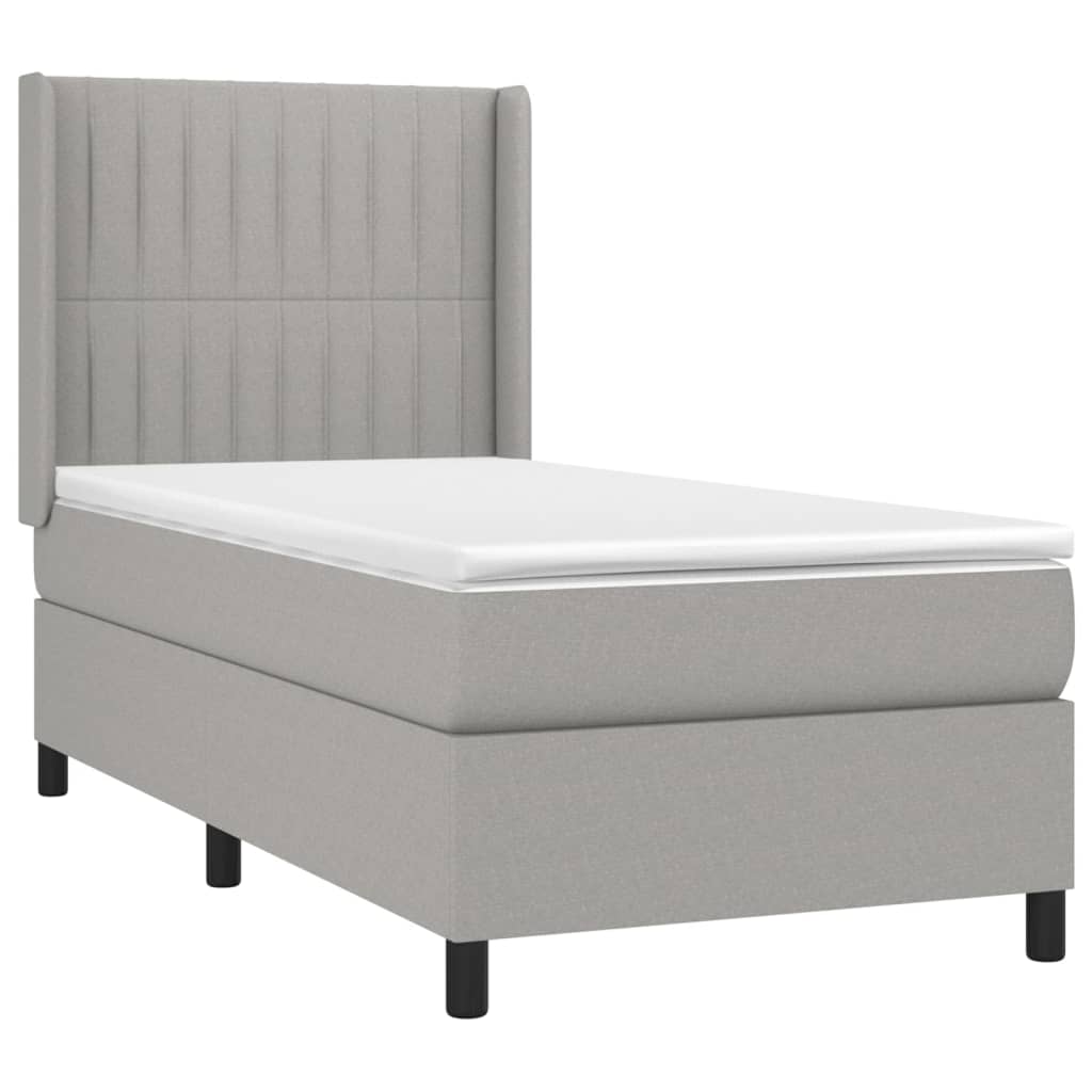 Boxspring met matras en LED stof lichtgrijs 80x200 cm is nu te koop bij PeponiXL, paradijselijk wonen!