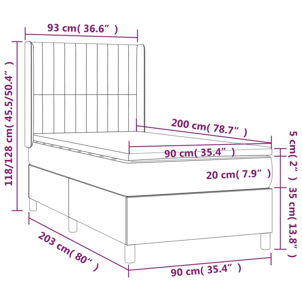 Boxspring met matras en LED stof taupe 80x200 cm is nu te koop bij PeponiXL, paradijselijk wonen!