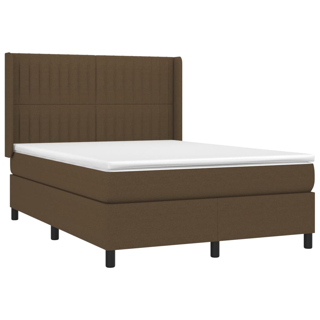 Boxspring met matras en LED stof donkerbruin 140x200 cm is nu te koop bij PeponiXL, paradijselijk wonen!