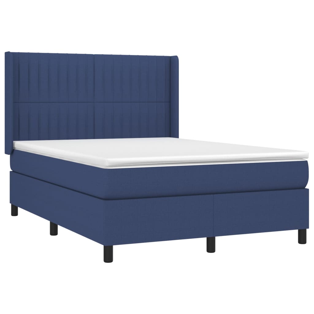 Boxspring met matras en LED stof blauw 140x200 cm is nu te koop bij PeponiXL, paradijselijk wonen!