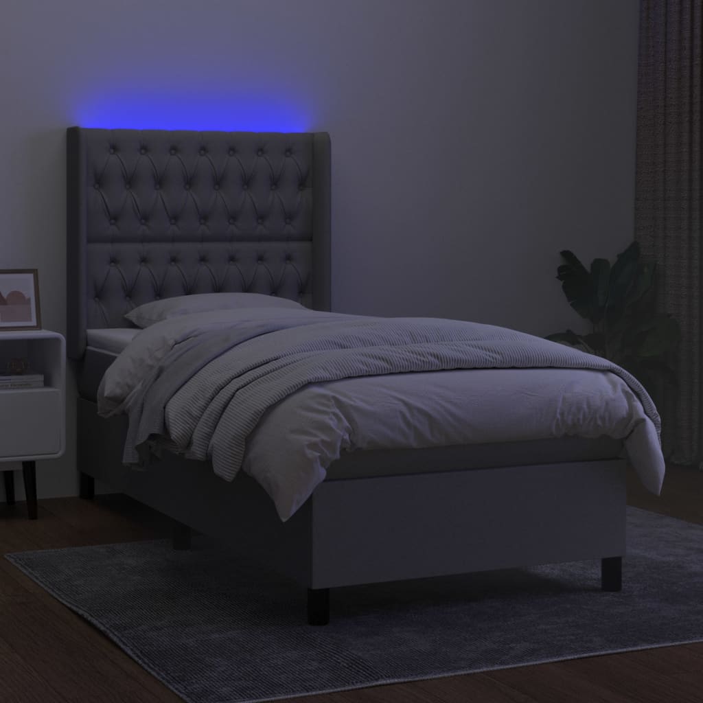 Boxspring met matras en LED stof lichtgrijs 80x200 cm is nu te koop bij PeponiXL, paradijselijk wonen!