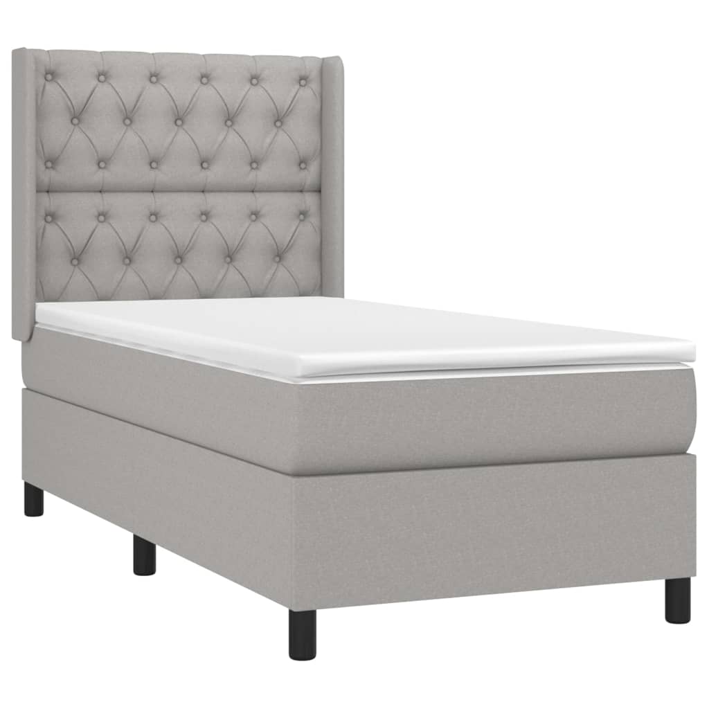 Boxspring met matras en LED stof lichtgrijs 80x200 cm is nu te koop bij PeponiXL, paradijselijk wonen!