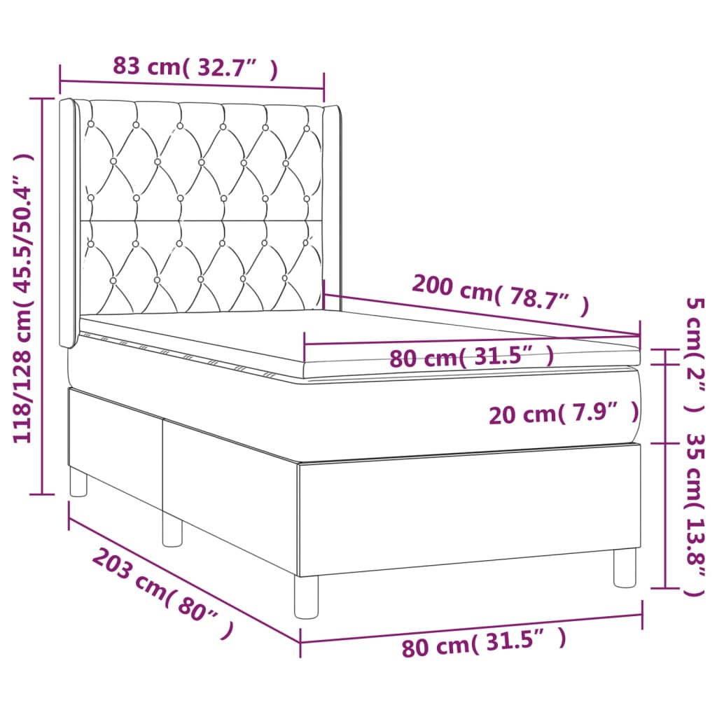 Boxspring met matras en LED stof lichtgrijs 80x200 cm is nu te koop bij PeponiXL, paradijselijk wonen!