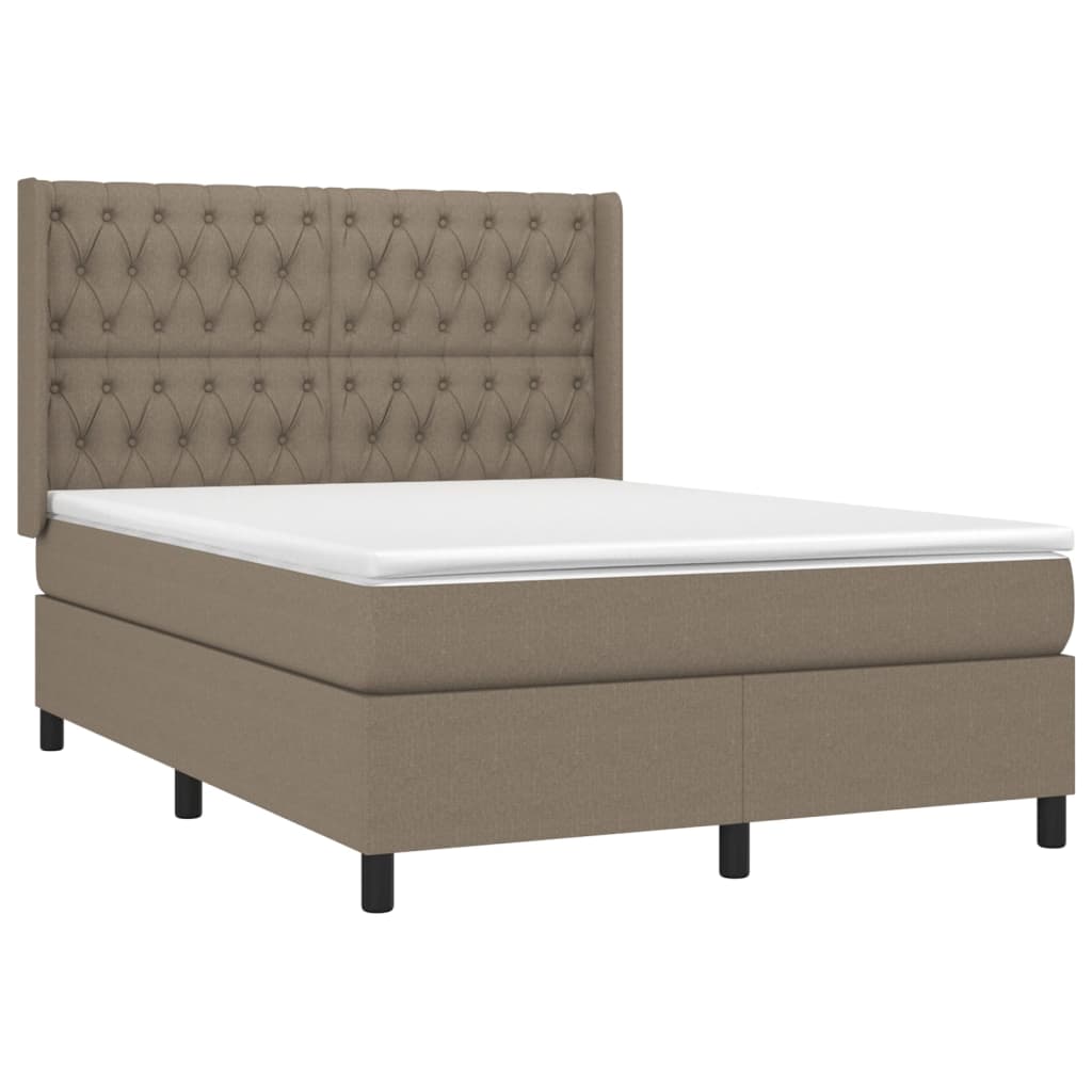 Boxspring met matras en LED stof taupe 140x200 cm is nu te koop bij PeponiXL, paradijselijk wonen!