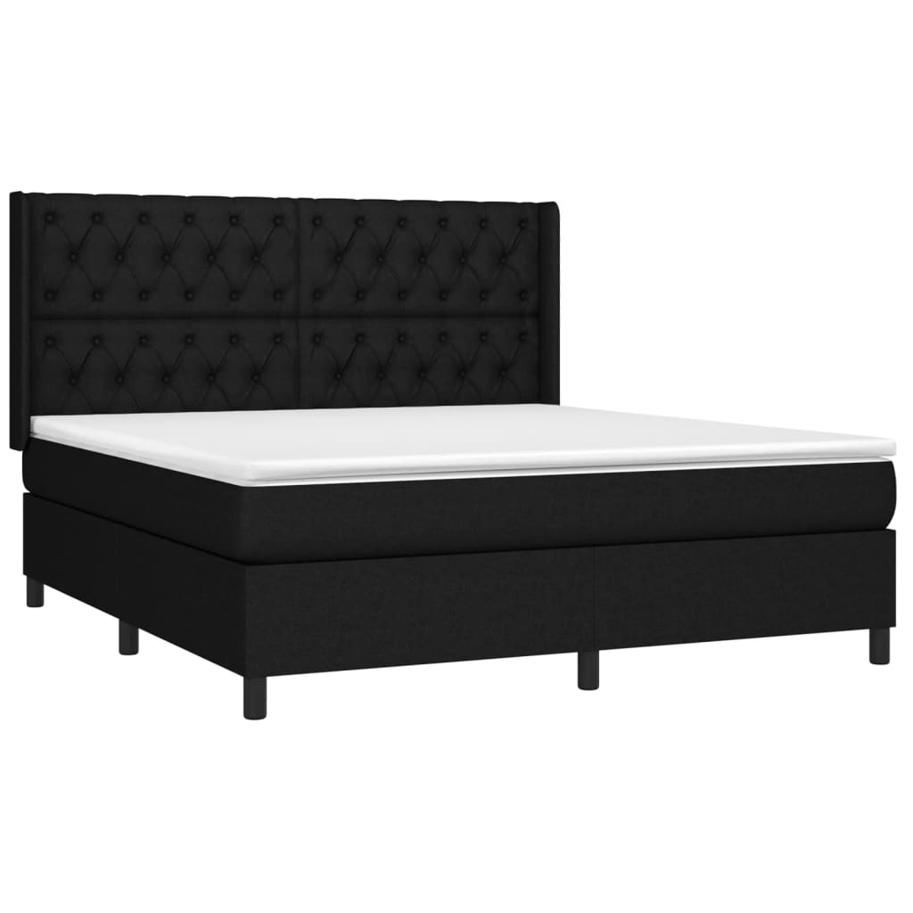 Boxspring met matras en LED stof zwart 160x200 cm is nu te koop bij PeponiXL, paradijselijk wonen!