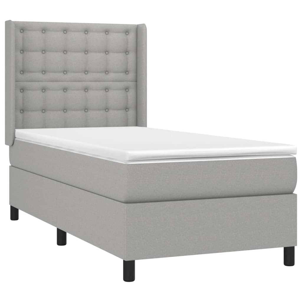 Boxspring met matras en LED stof lichtgrijs 80x200 cm is nu te koop bij PeponiXL, paradijselijk wonen!