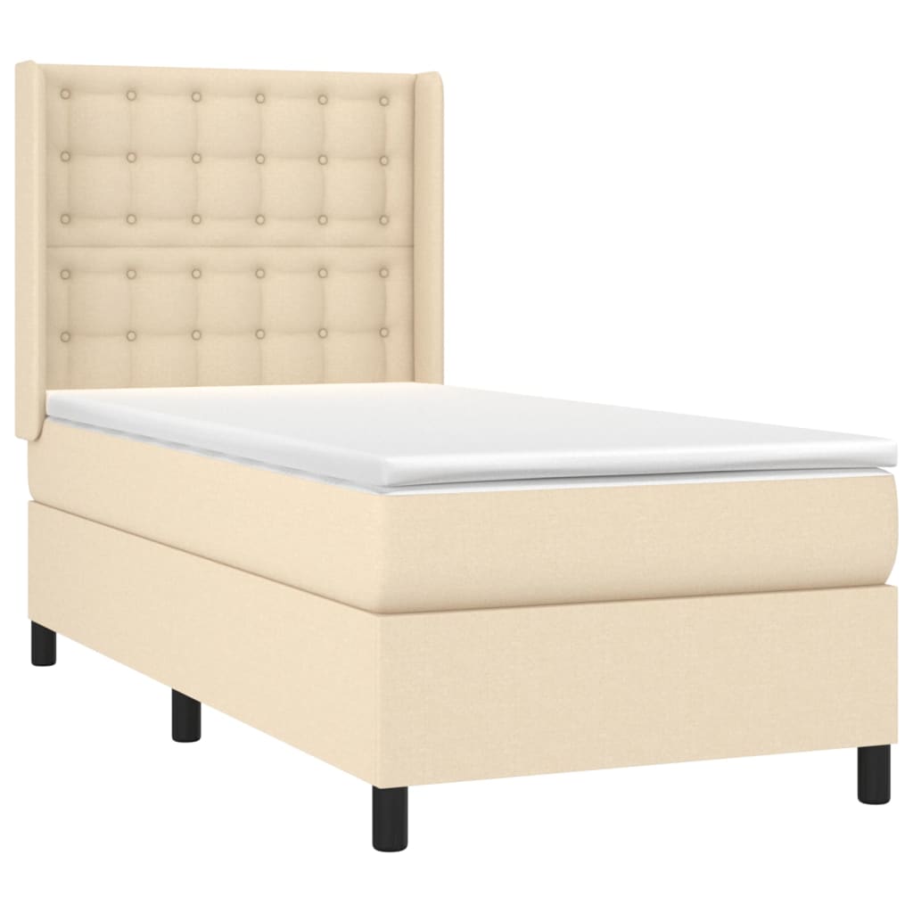Boxspring met matras en LED stof crèmekleurig 90x190 cm is nu te koop bij PeponiXL, paradijselijk wonen!
