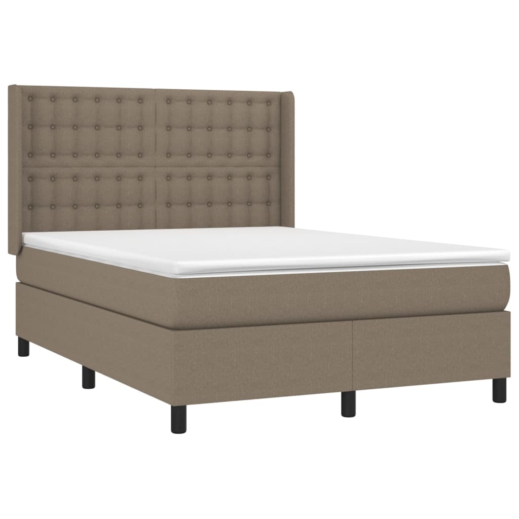 Boxspring met matras en LED stof taupe 140x190 cm is nu te koop bij PeponiXL, paradijselijk wonen!