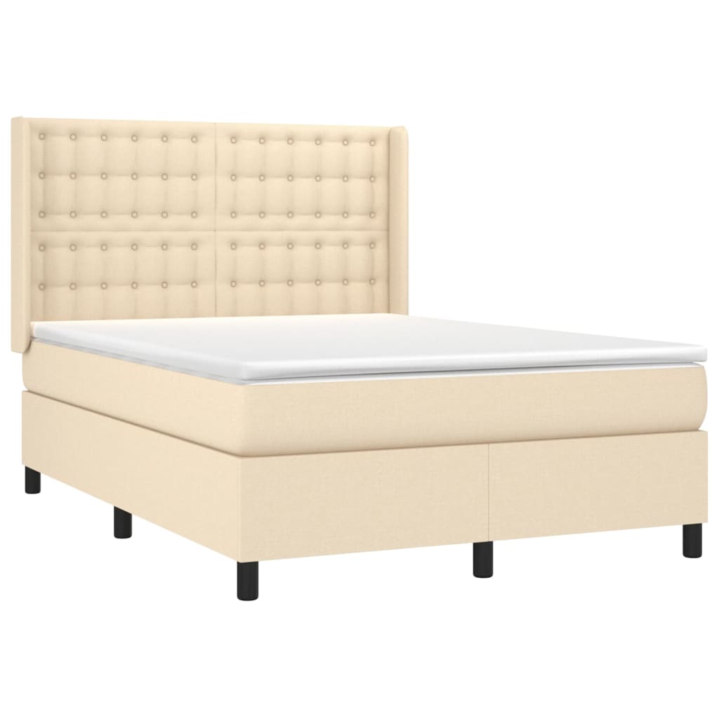 Boxspring met matras en LED stof crèmekleurig 140x190 cm is nu te koop bij PeponiXL, paradijselijk wonen!