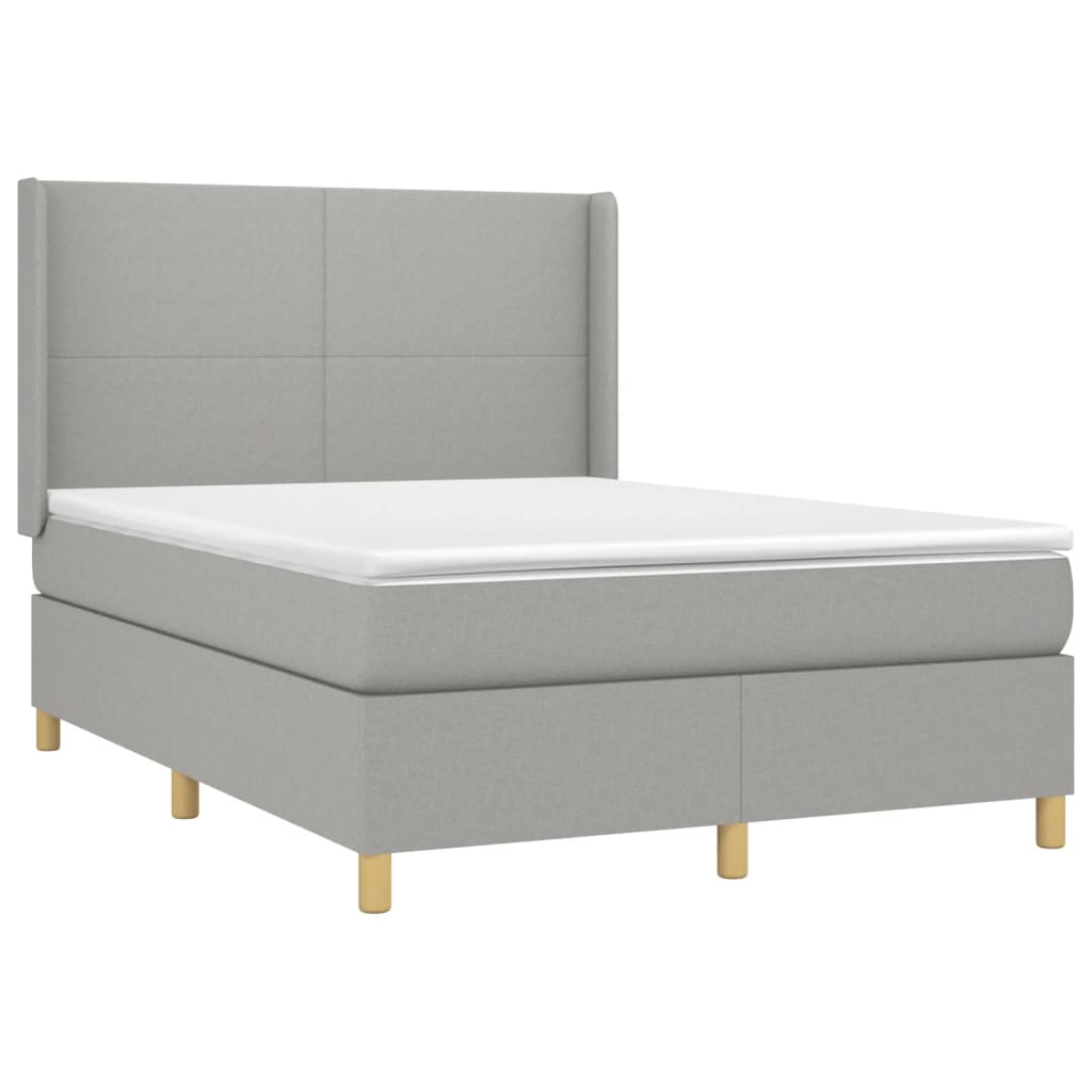 Boxspring met matras en LED stof lichtgrijs 140x190 cm is nu te koop bij PeponiXL, paradijselijk wonen!