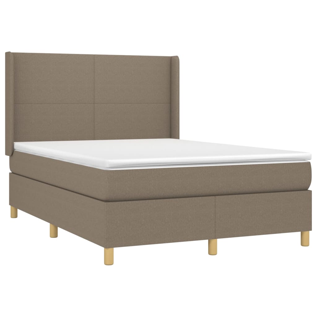 Boxspring met matras en LED stof taupe 140x190 cm is nu te koop bij PeponiXL, paradijselijk wonen!
