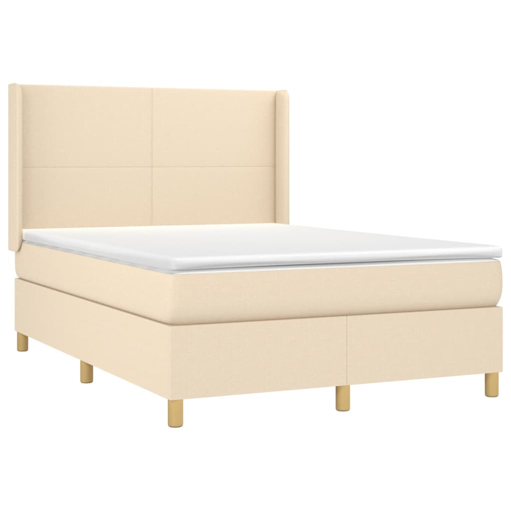 Boxspring met matras en LED stof crèmekleurig 140x190 cm is nu te koop bij PeponiXL, paradijselijk wonen!
