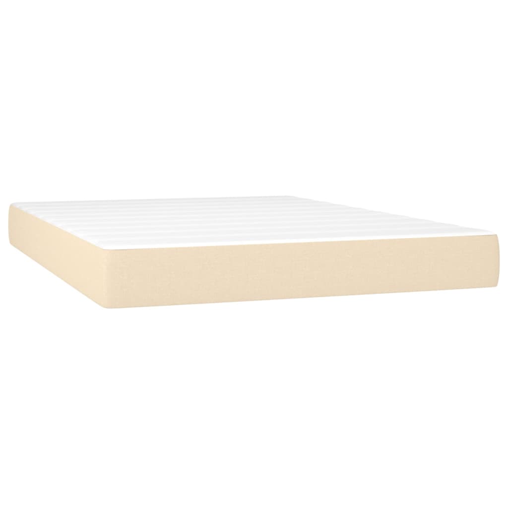 Boxspring met matras en LED stof crèmekleurig 140x190 cm is nu te koop bij PeponiXL, paradijselijk wonen!