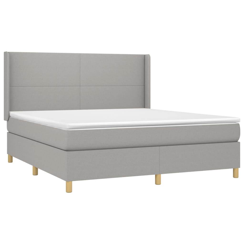 Boxspring met matras en LED stof lichtgrijs 160x200 cm is nu te koop bij PeponiXL, paradijselijk wonen!