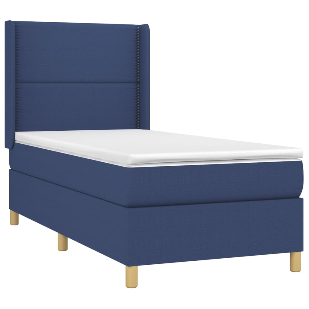 Boxspring met matras en LED stof blauw 90x190 cm is nu te koop bij PeponiXL, paradijselijk wonen!