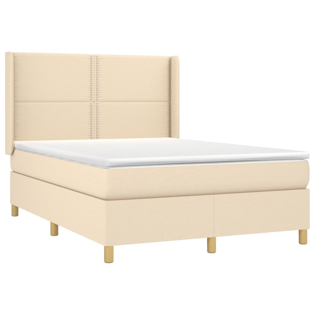 Boxspring met matras en LED stof crèmekleurig 140x190 cm is nu te koop bij PeponiXL, paradijselijk wonen!
