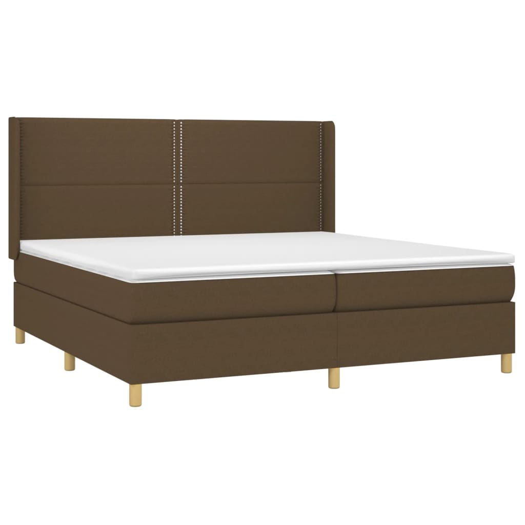 Boxspring met matras en LED stof donkerbruin 200x200 cm is nu te koop bij PeponiXL, paradijselijk wonen!