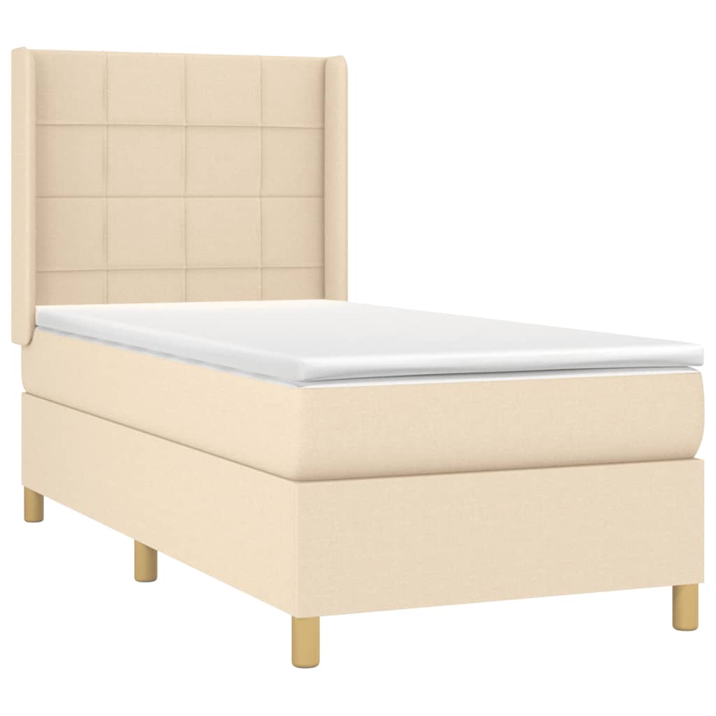 Boxspring met matras en LED stof crèmekleurig 90x190 cm is nu te koop bij PeponiXL, paradijselijk wonen!