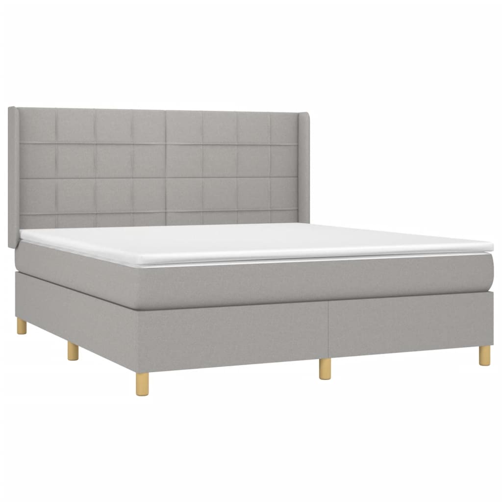 Boxspring met matras en LED stof lichtgrijs 160x200 cm is nu te koop bij PeponiXL, paradijselijk wonen!